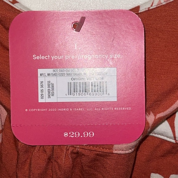 Maternity Isabel coral floral maxi dress v-neck angel sleeves size Large NWT - Picture 8 of 9